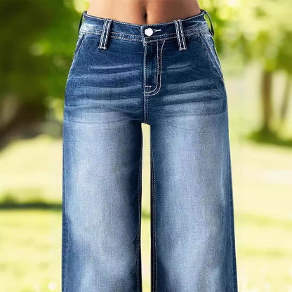Damen Weit geschnittene Denim-Hosen Stalluxe