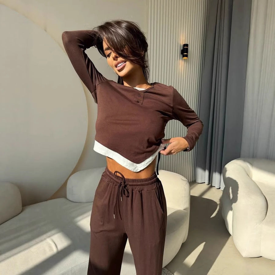 Damen lässiger Pyjama-Anzug aus atmungsaktivem Material Stalluxe