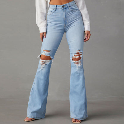 Damen Flared Jeans mit hohen Rissen und hohem Bund Stalluxe
