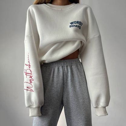 Damen Oversized Sweatshirt mit kreativem Retro-Druck Stalluxe