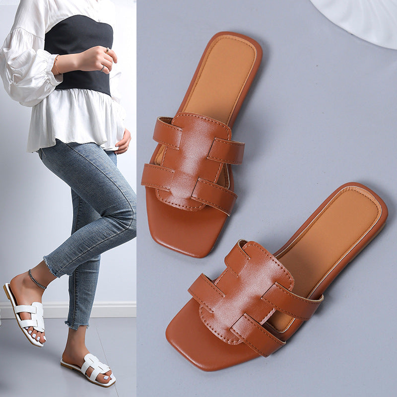 Damen elegante und modische Slip-On Sandalen mit breiten Riemen Stalluxe