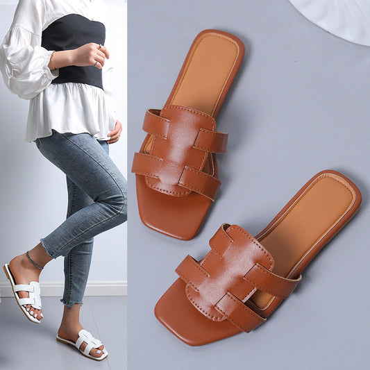 Damen elegante und modische Slip-On Sandalen mit breiten Riemen Stalluxe