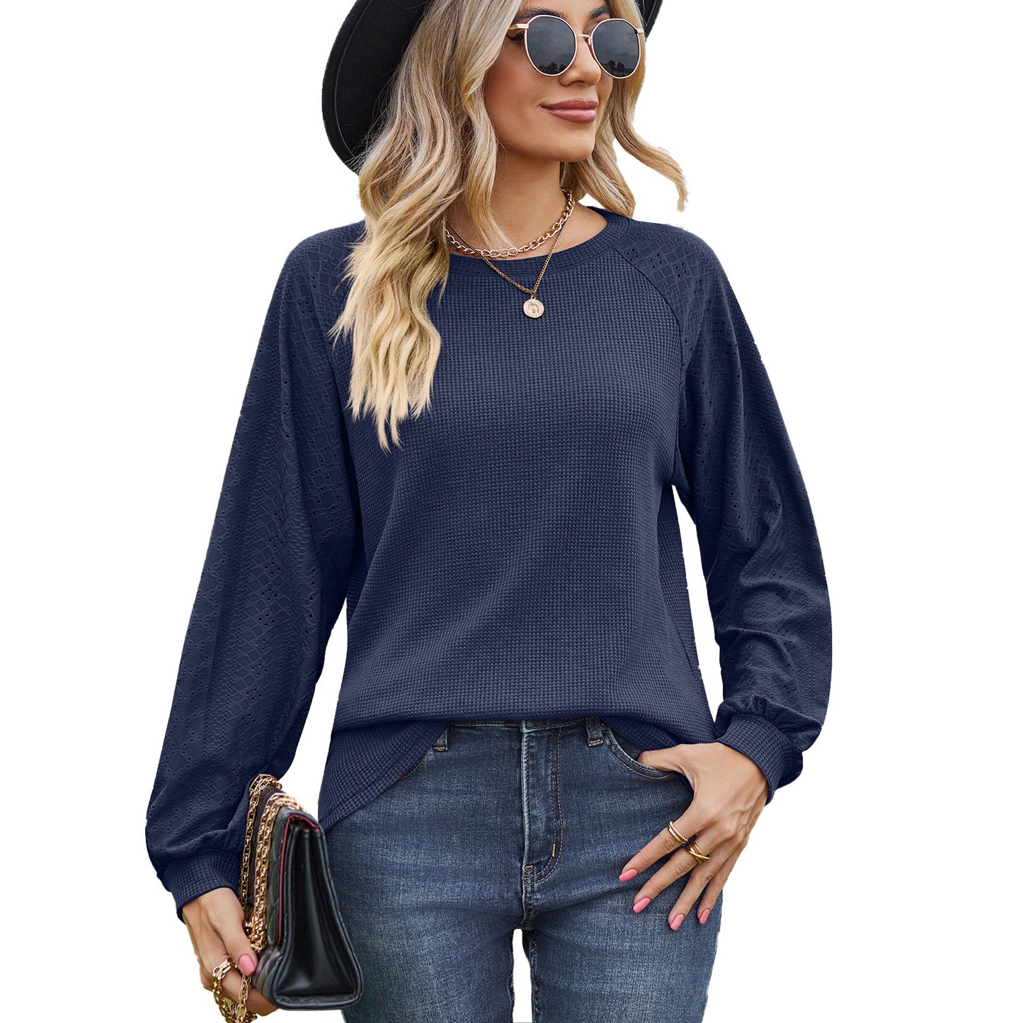 Damen lässiger Pullover mit modischen Strickdetails Stalluxe