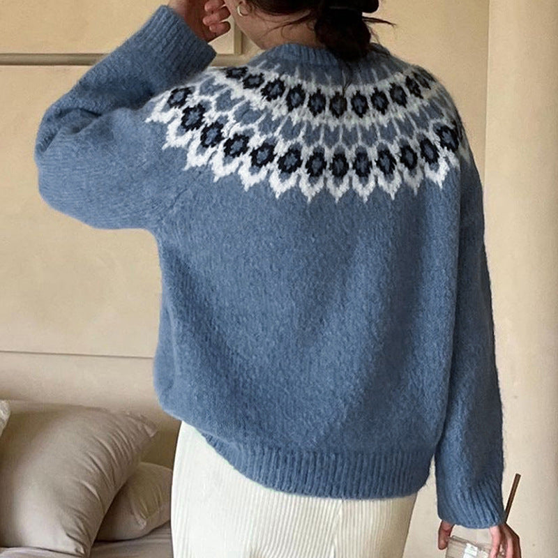 Damen Strickpullover mit traditionellem Norweger-Muster Stalluxe