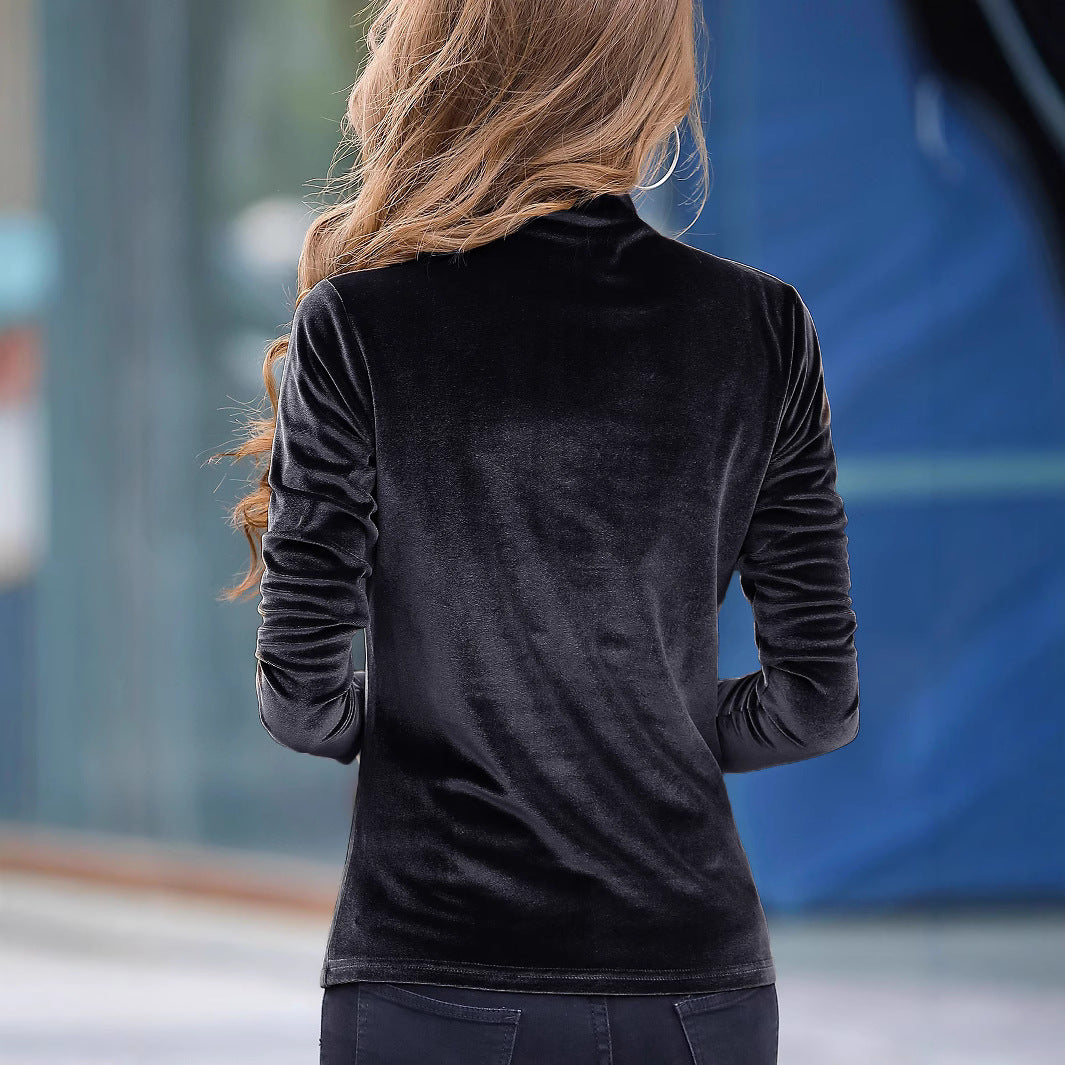 Damen Elegantes Veloursoberteil mit hohem Kragen Stalluxe