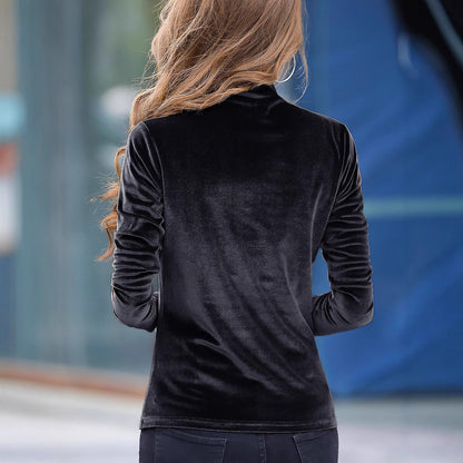 Damen Elegantes Veloursoberteil mit hohem Kragen Stalluxe