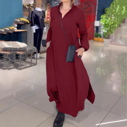 Damen Hemdblusenkleid mit praktischen Taschen und langen Ärmeln Stalluxe