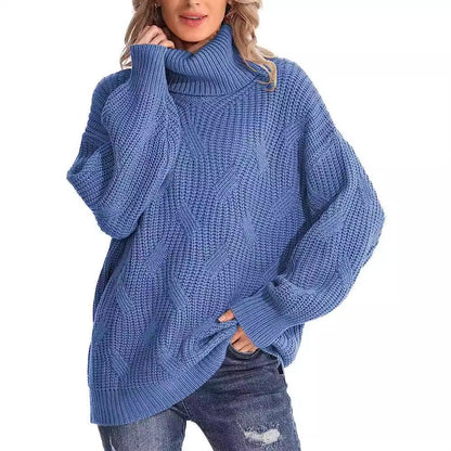 Damen Weicher Strickpullover mit hohem Kragen und Kabelmuster Stalluxe