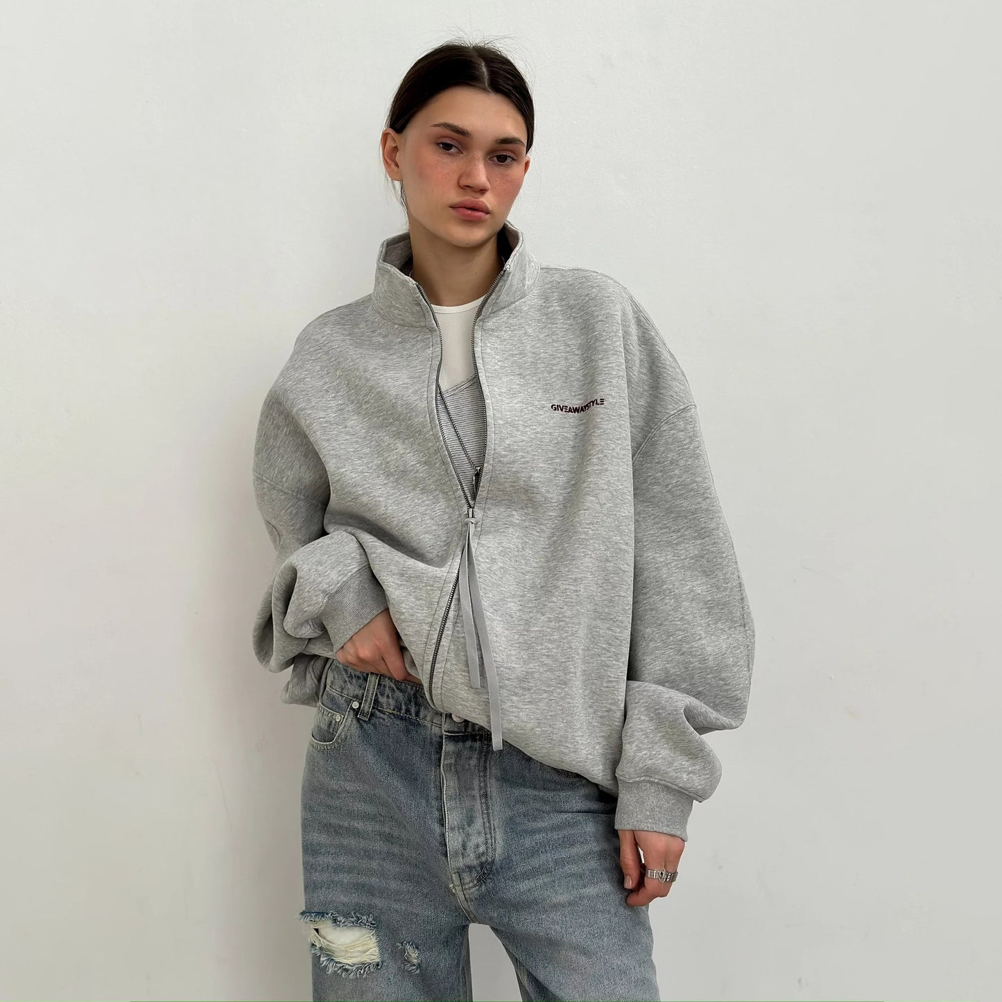 Damen Oversized Freizeitjacke mit urbanem Schriftzug Stalluxe