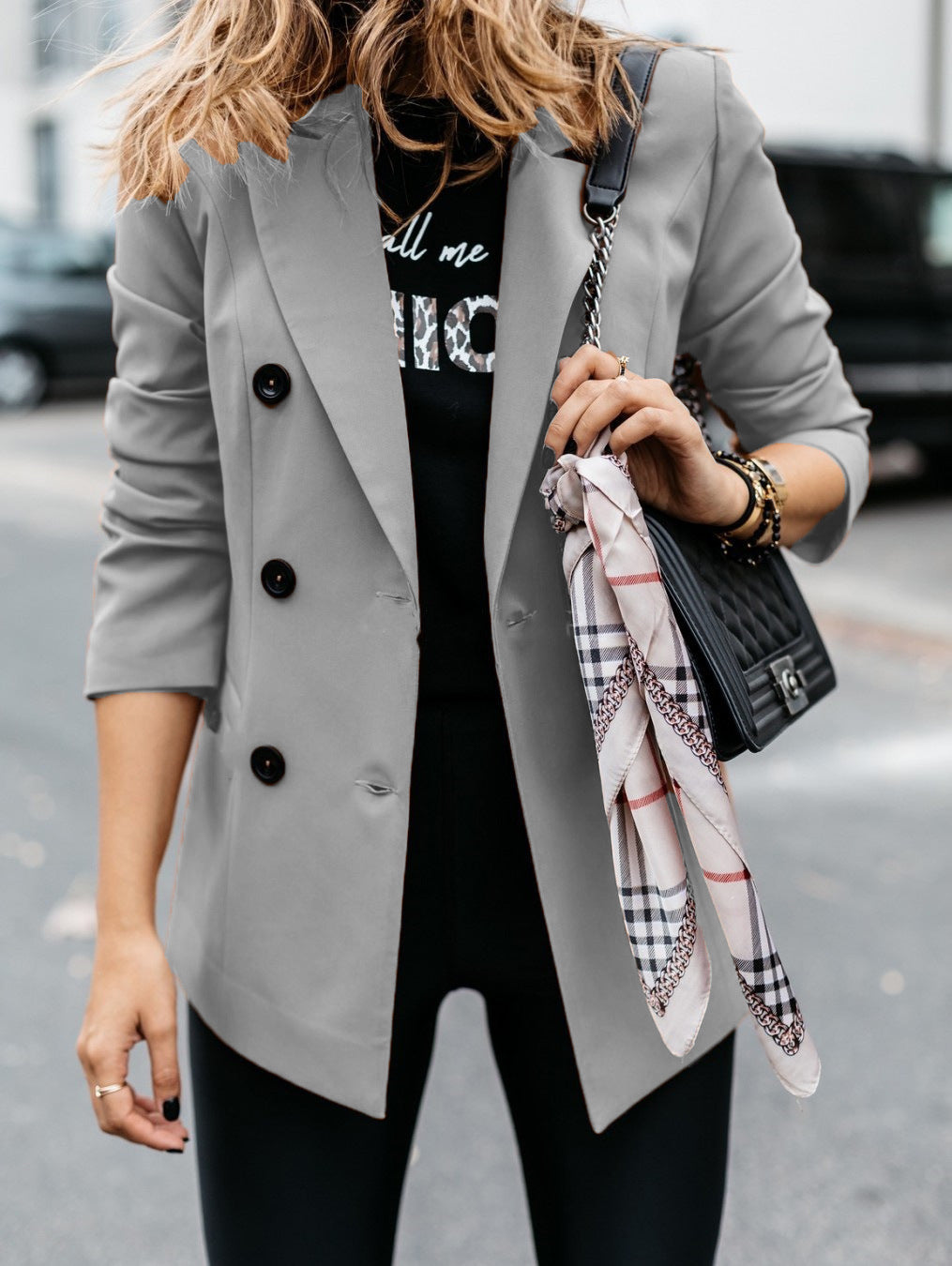 Damen eleganter Blazer mit doppelter Knopfleiste und tailliertem Schnitt Stalluxe