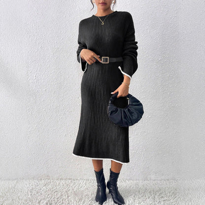 Damen lässiges Strickkleid mit Ribstruktur und weitem Schnitt Stalluxe