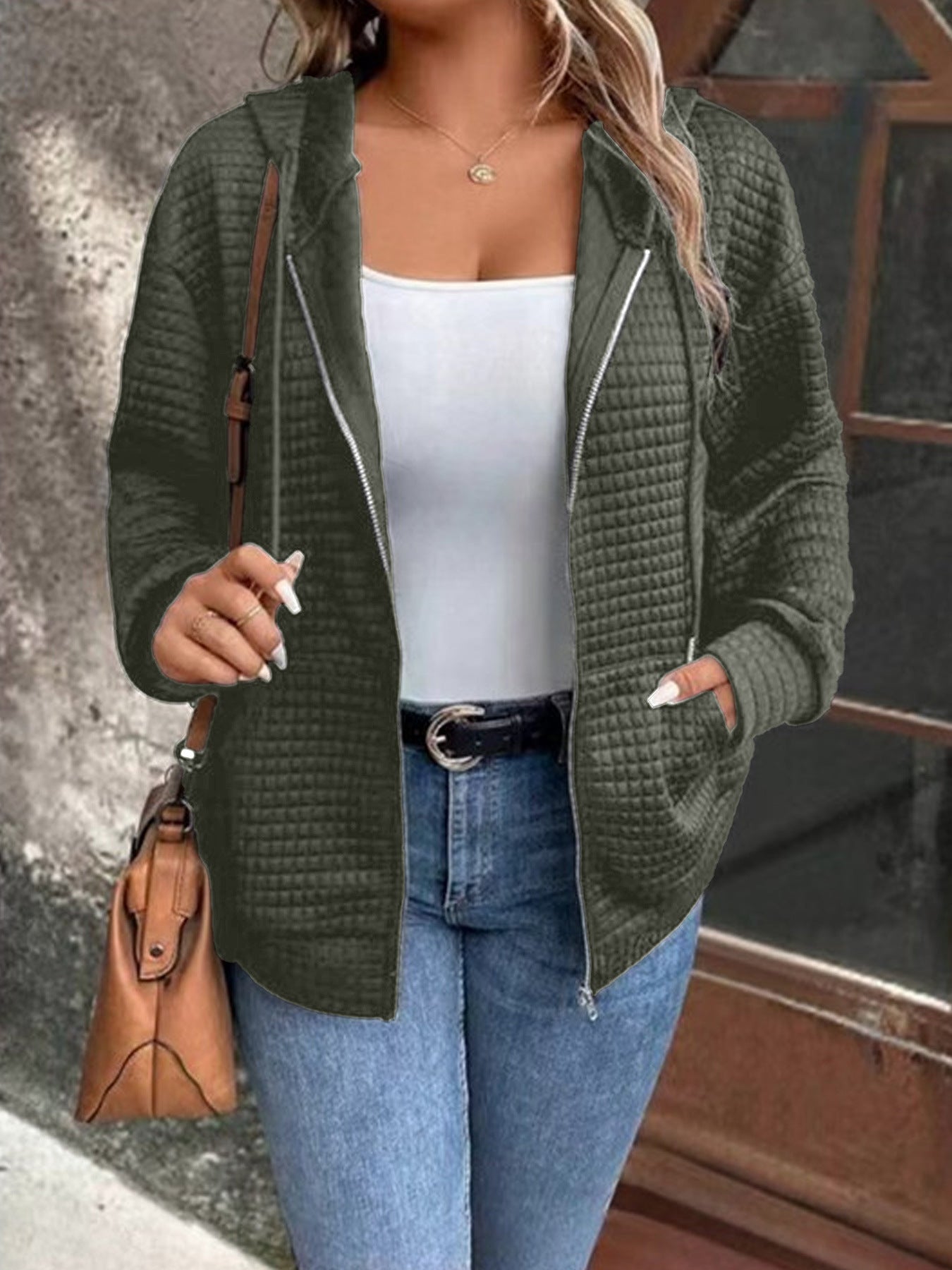 Damen Steppjacke mit Kapuze und Reißverschluss Stalluxe