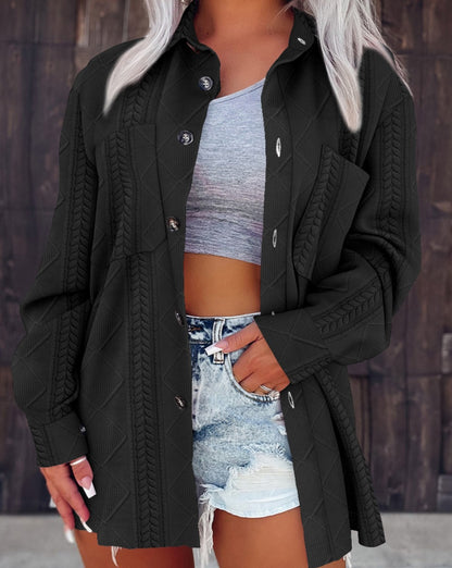 Damen lässige shirtjacke mit strukturiertem Design und Knopfdetails Stalluxe