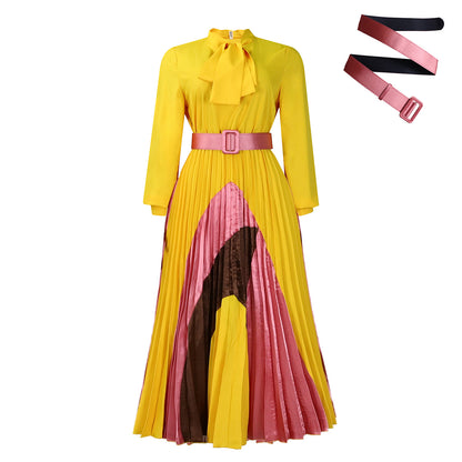 Damen Maxi-Kleid mit eleganter Plissee-Optik und modischem Bindegürtel Stalluxe