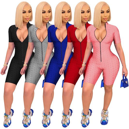 Damen Sportlicher Jumpsuit mit Reißverschluss und figurbetontem Schnitt Stalluxe