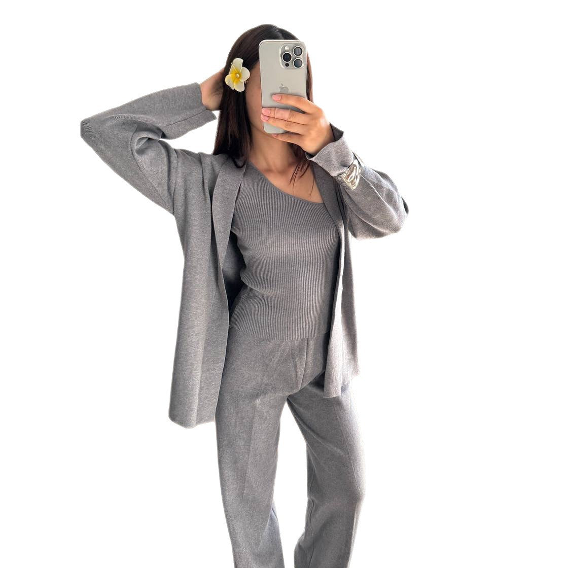 Damen Strickanzug mit asymmetrischem Oberteil und lässigem Schnitt Stalluxe