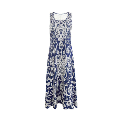 Damen Stilvolle A-Linie Midi Kleid mit aufwendigem Blumenmuster Stalluxe