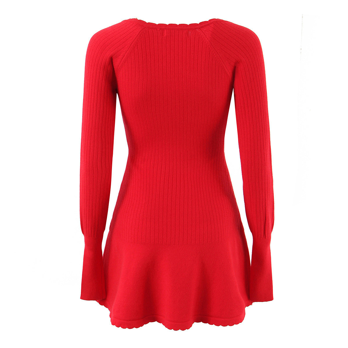 Damen Strickpullover mit elegantem V-Ausschnitt und schickem Rüschensaum Stalluxe