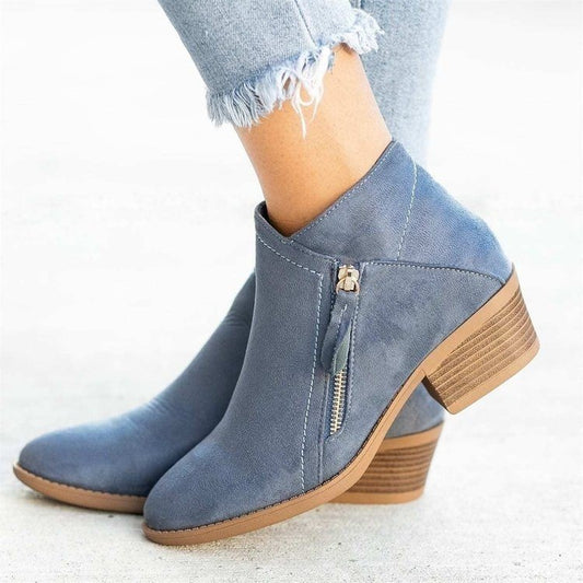 Damen Stiefeletten aus hochwertigem Veloursleder mit modischem Reißverschluss Stalluxe