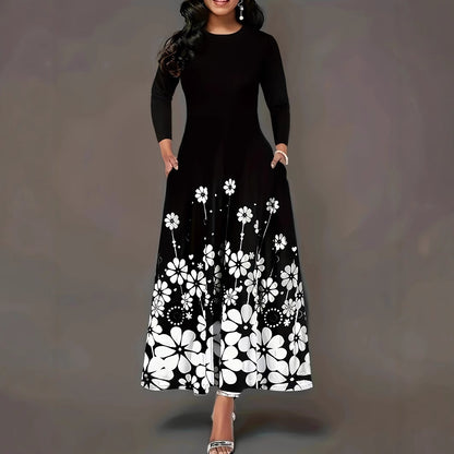 Damen Maxikleid mit floralem Design und praktischen Taschen Stalluxe