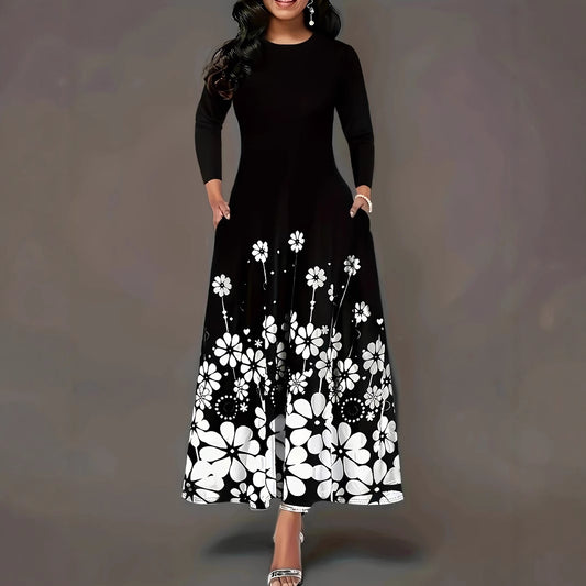 Damen Maxikleid mit floralem Design und praktischen Taschen Stalluxe