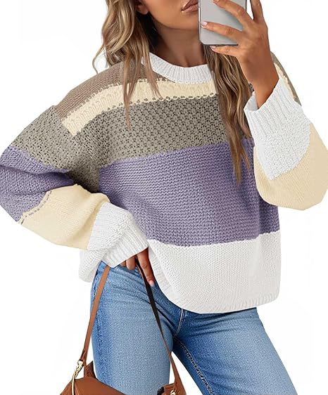 Damen Grobstrickpullover mit Farbblockdesign und oversized Schnitt Stalluxe