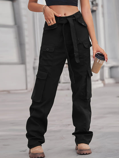Damen Cargo-Hose mit hohen Taschen und verstellbarem Bund Stalluxe