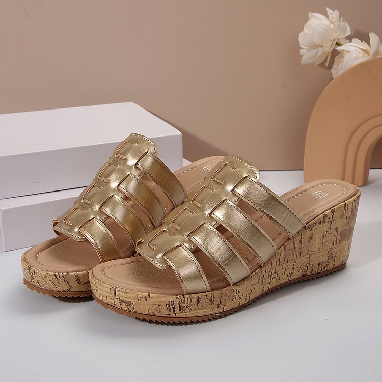 Damen Wedge-Pantoletten mit dekorativen Riemen und komfortablem Fußbett Stalluxe