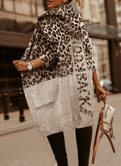 Damen Modischer Oversized Cardigan mit Leopardenmuster Stalluxe