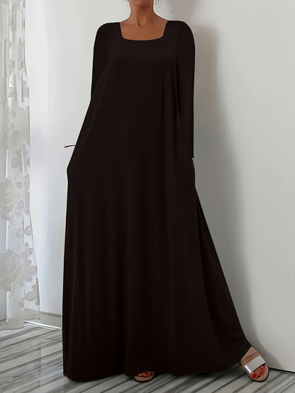 Damen Weit geschnittenes Maxikleid mit praktischen Taschen Stalluxe