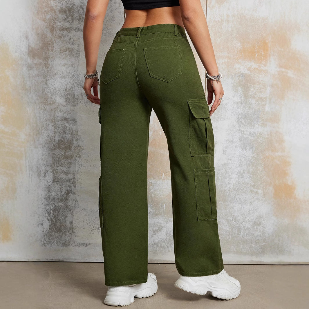 Damen Cargo-Hosen mit hohem Bund und praktischen Taschen Stalluxe