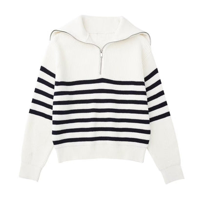 Damen Strickpullover mit hohem Kragen und Reißverschluss Stalluxe