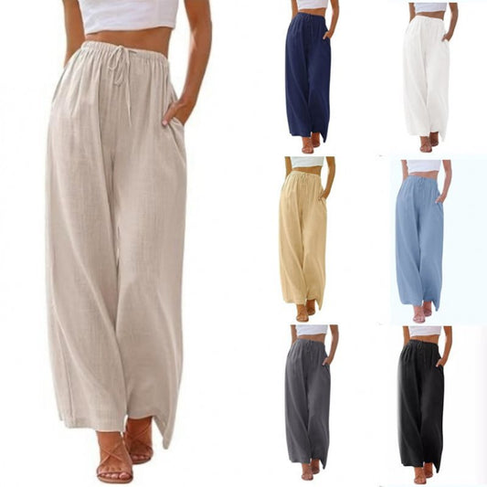 Damen Weite Palazzo-Hose mit elastischem Bund und seitlichen Taschen Stalluxe