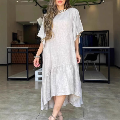 Damen luftiges Maxikleid mit asymmetrischem Saum und Volants Stalluxe