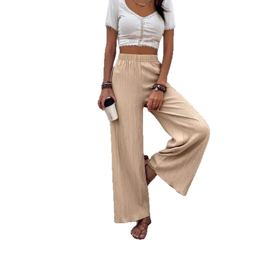 Damen weite Lounge-Hose mit elastischem Bund und Plissees Stalluxe