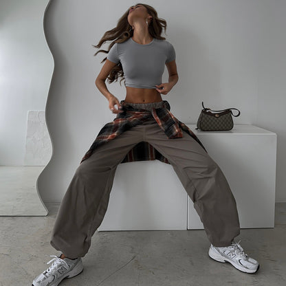 Damen Locker geschnittene High-Waist-Hose mit elastischem Bund Stalluxe