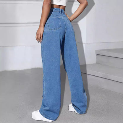 Damen Weit geschnittene Jeans mit buntem Schmetterlingsdruck Stalluxe