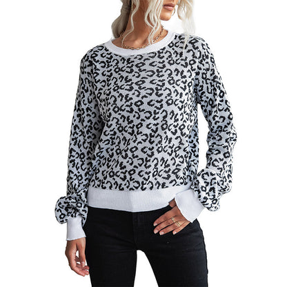 Damen Gemusterter Strickpullover mit Leopardenmuster Stalluxe