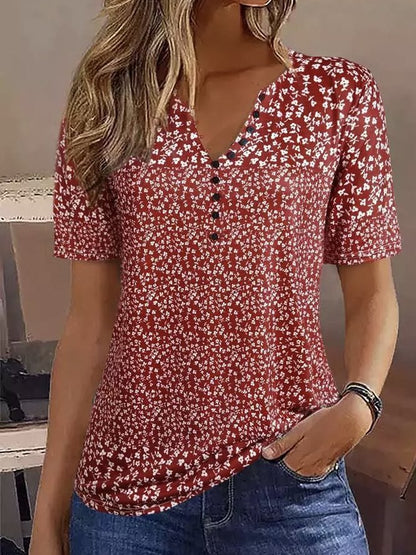 Damen Kurzarmbluse mit floralem Muster Stalluxe