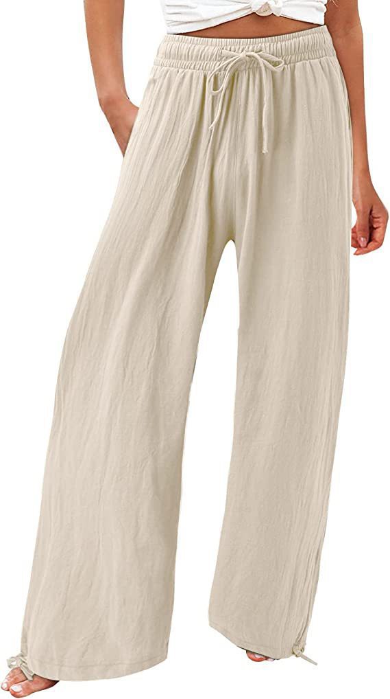 Damen Weite Sommerhose aus leichtem Material mit verstellbarem Bund Stalluxe