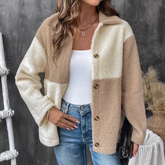 Damen gemütliche Overshirt-Jacke mit weichem Fleece und Knopfverschluss Stalluxe