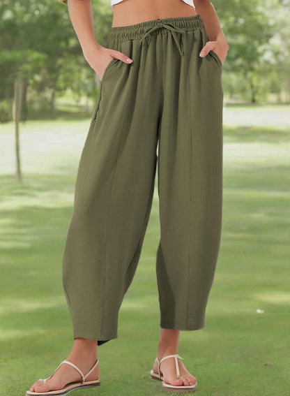 Damen Bequeme und luftige Freizeithose mit elastischem Bund und Seitentaschen Stalluxe