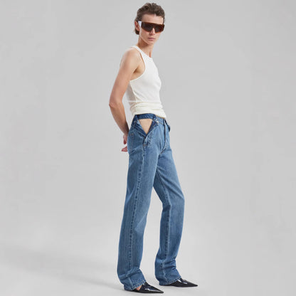 Damen High-Waist Cargo-Jeans mit lässigem Schnitt und einzigartigen Taschen Stalluxe