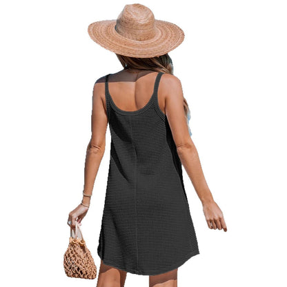 Damen Waffelstrick Button-Down Sonnenkleid Stalluxe