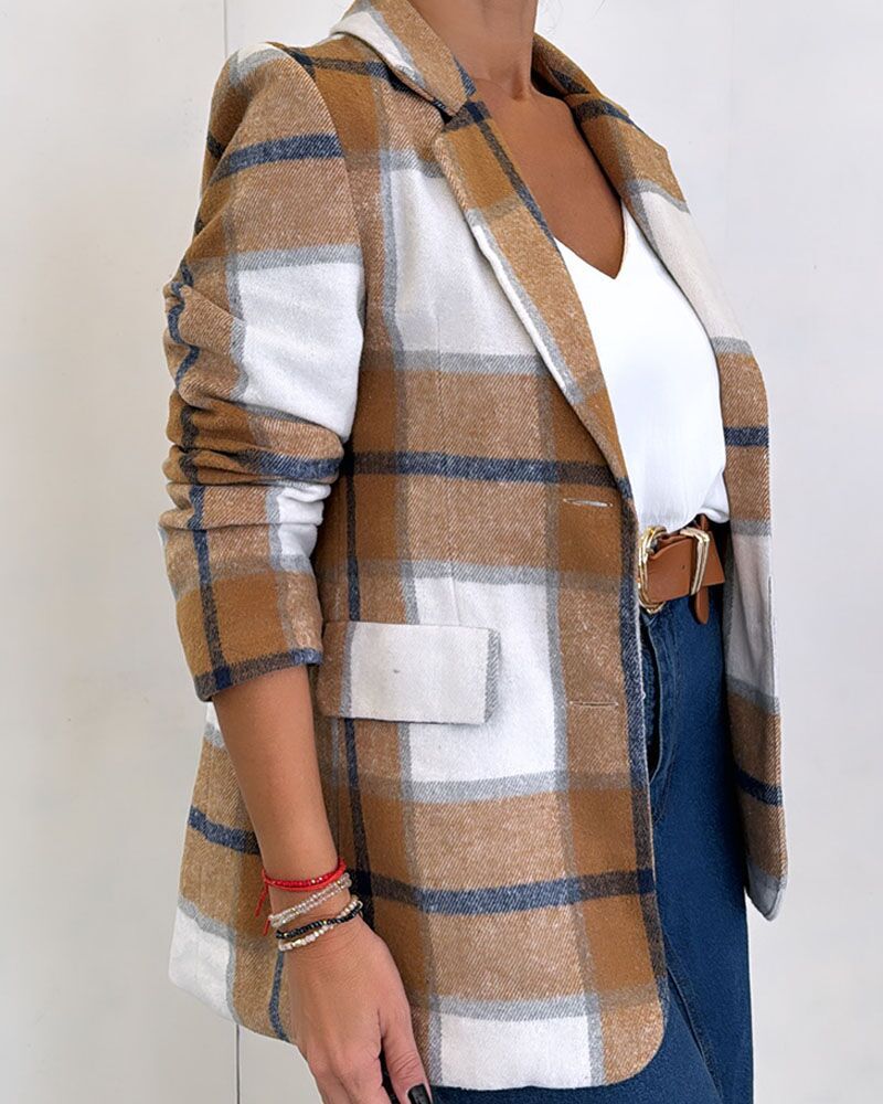 Damen karierter Blazer im Oversized-Stil Stalluxe