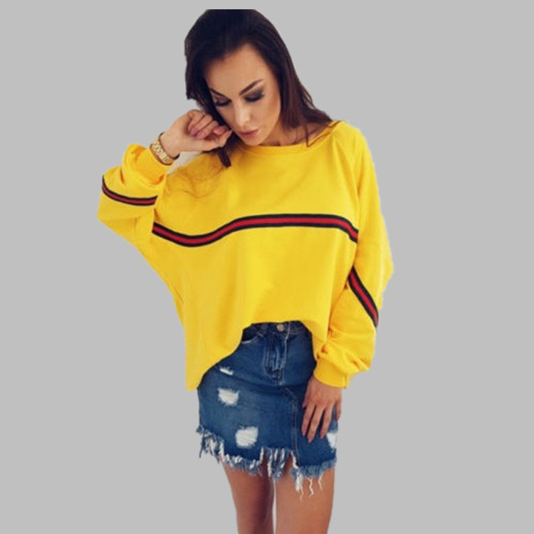 Damen Oversized Sweatshirt mit farbigen Streifen Stalluxe