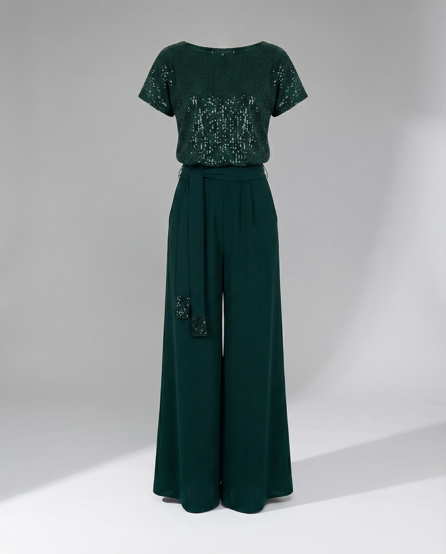 Stalluxe | Glitzer Jumpsuit Damen Elegant Grün