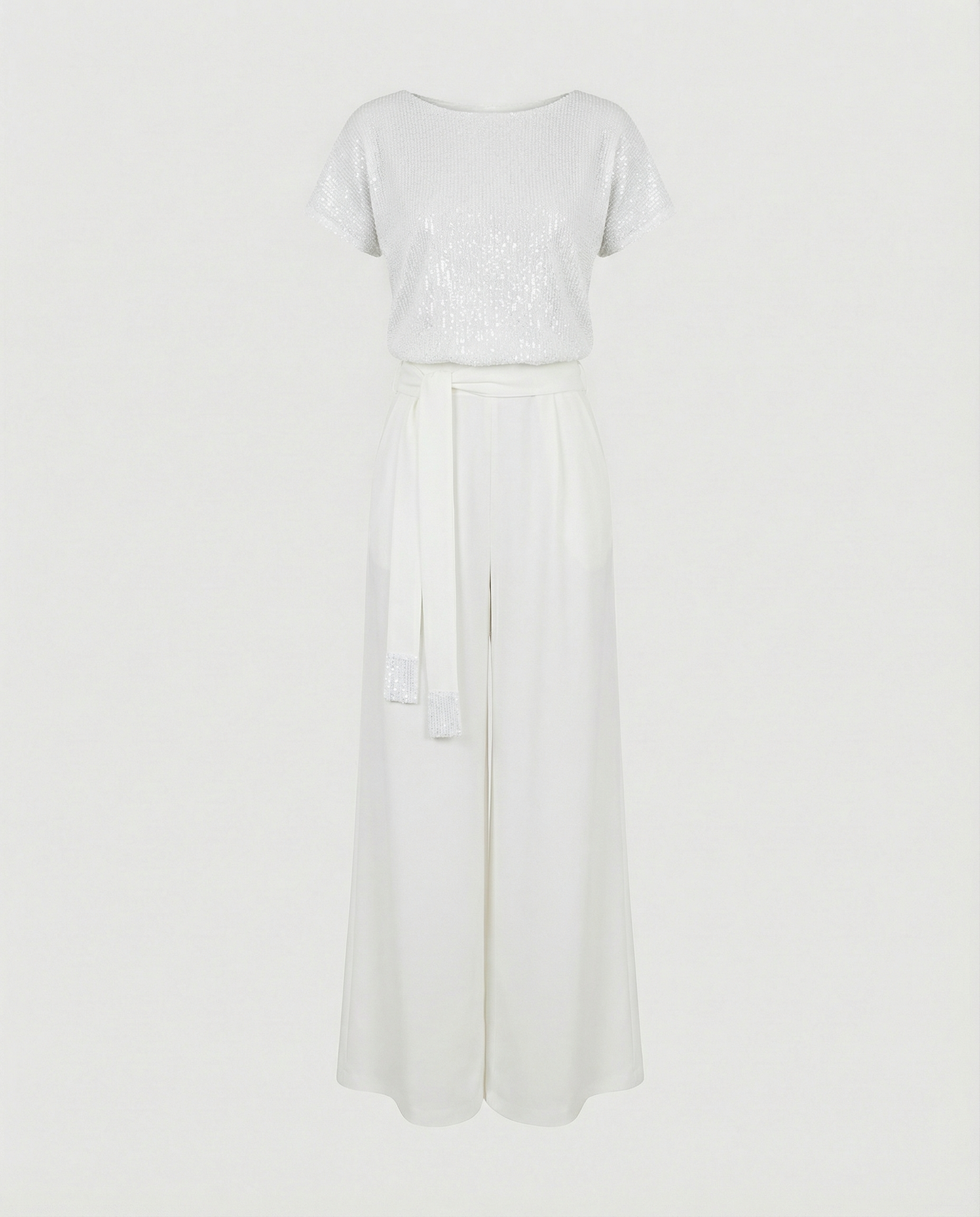 Stalluxe | Glitzer Jumpsuit Damen Elegant Weiß