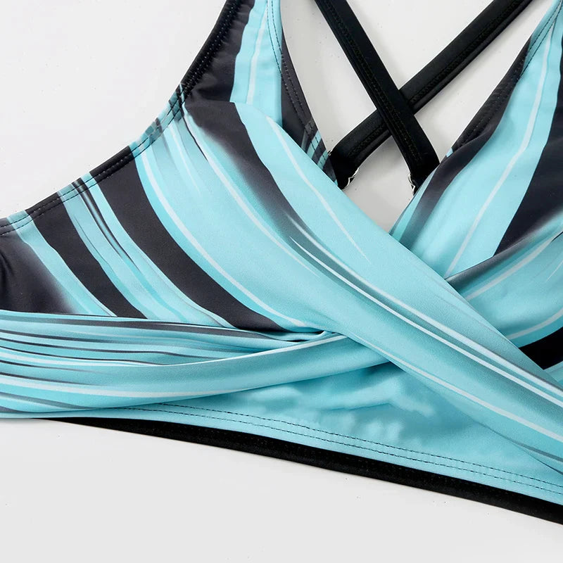 Stalluxe | Hoch tailliertes Push-Up-Halter-Bikini-Set für Damen