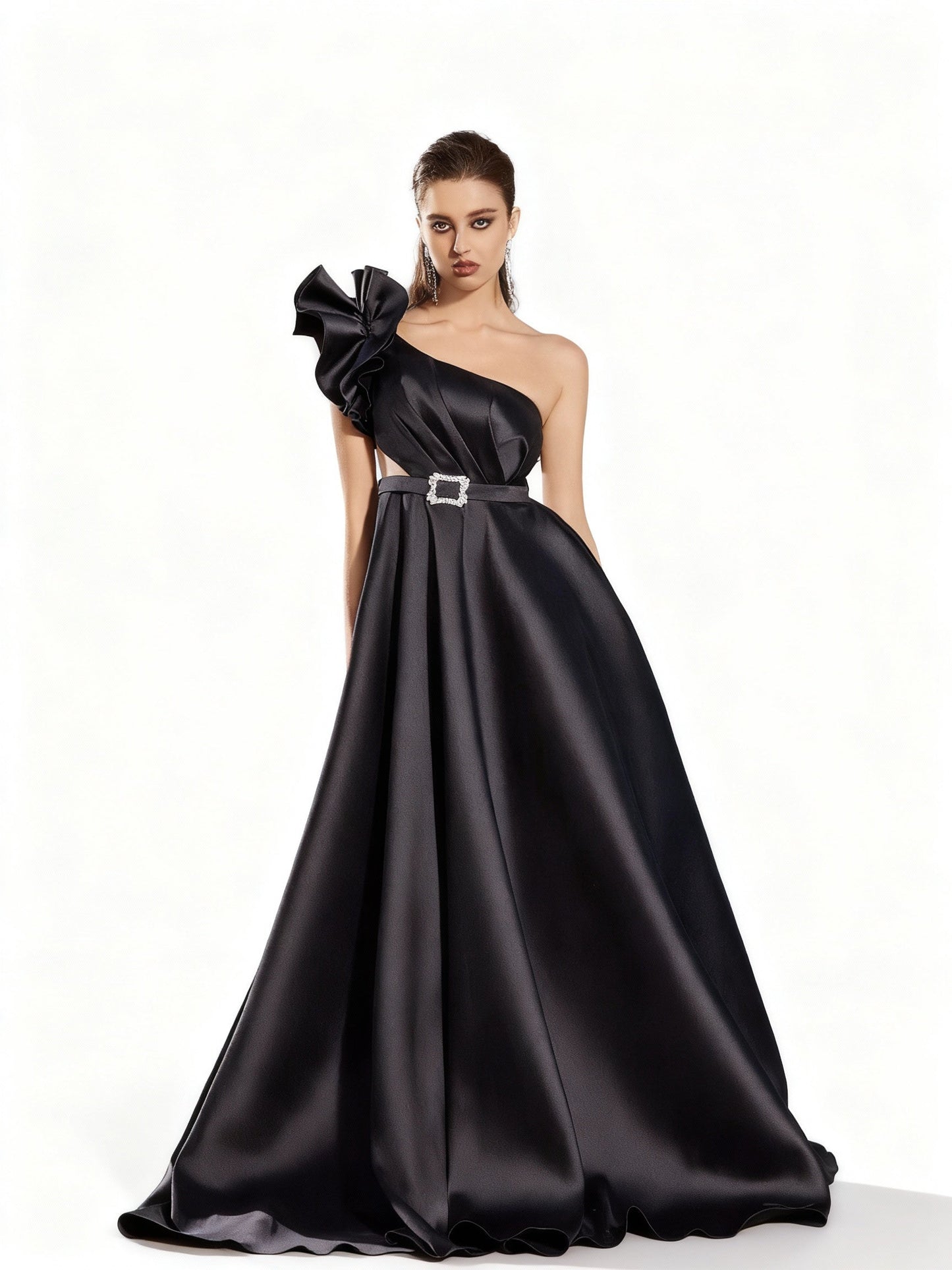 Stalluxe | Kleid mit Einer Schulter und Diamantknöpfen S